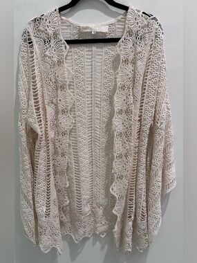 Jen's Pirate Booty Crochet Kimono Cover-Up in Cream